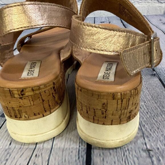 STEVE MADDEN Brenda Rose Gold Platform Ankle Strap Buckle Slingback Sandal 9 - Picture 8 of 8